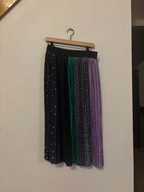 Kate Spade New York Pop Dots Pleated Mixed-Print Midi Skirt